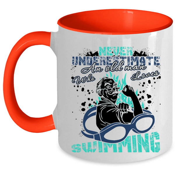 Awesome Grandpa Coffee Mug, An Old Man Loves Swimming Accent Mug