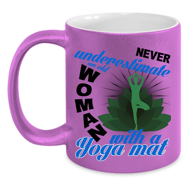 Awesome Grandma Coffee Mug, An Old Woman With A Yoga Mat Accent Mug