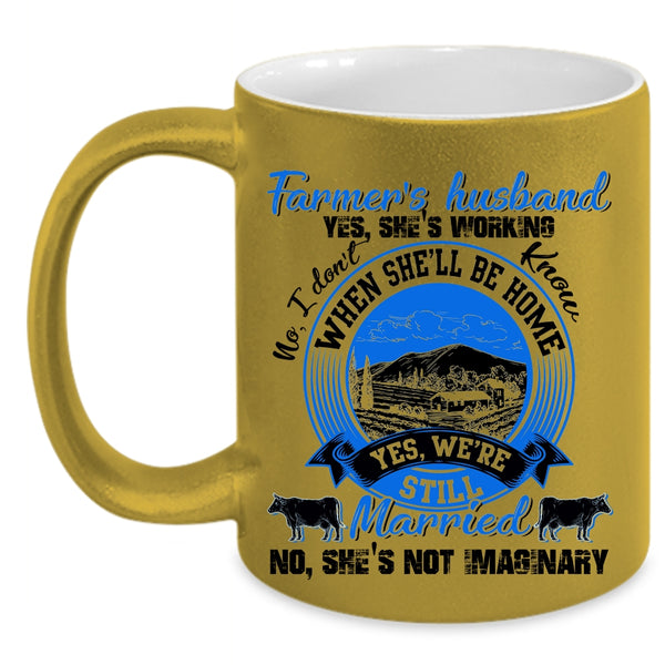 Cool Just Married Coffee Mug, Farmer's Husband Accent Mug