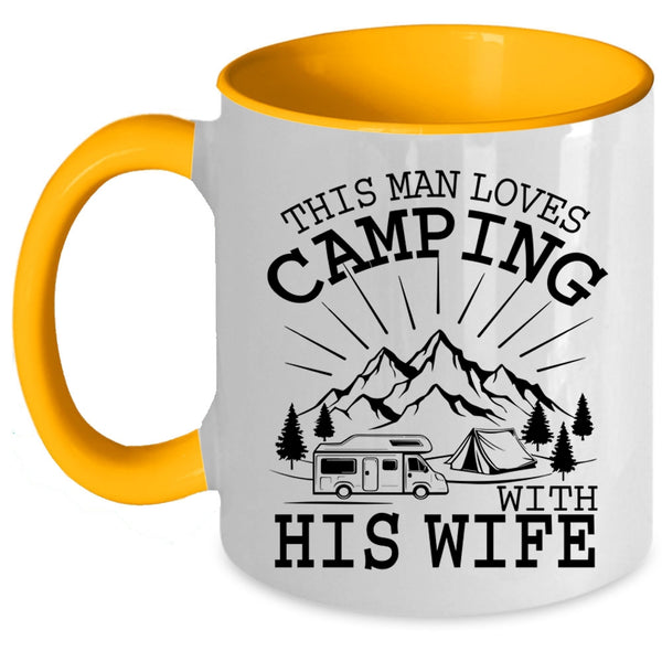 Married Coffee Mug, This Man Loves Camping With His Wife Accent Mug