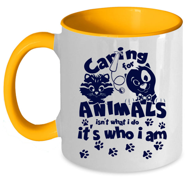 Cute Gift For Vet Tech Coffee Mug, Caring For Animals Accent Mug