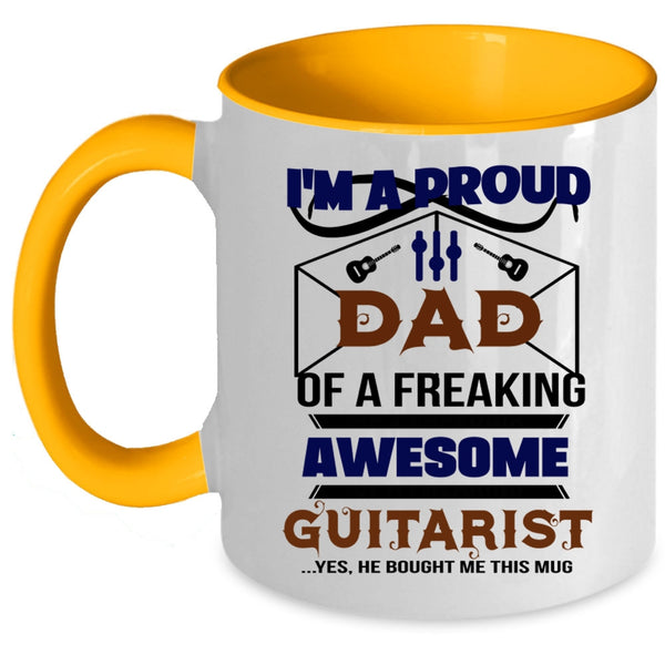 Awesome Guitarist Coffee Mug, I'm A Proud Dad Of A Guitarist Accent Mug