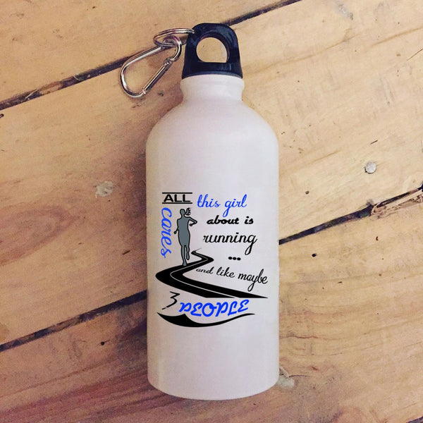 All This Girl Cares About Is Running 20 oz Stainless Steel Bottle,Funny Running Outdoor Sports Water Bottle