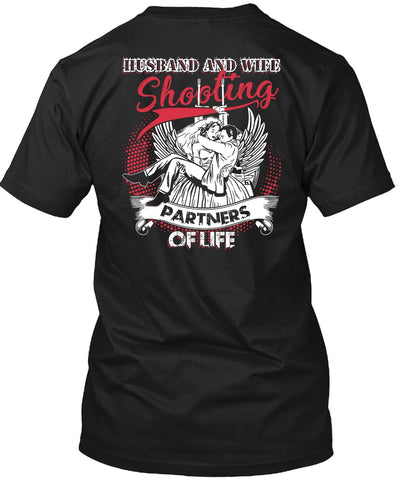 A black t-shirt with the shopify logo