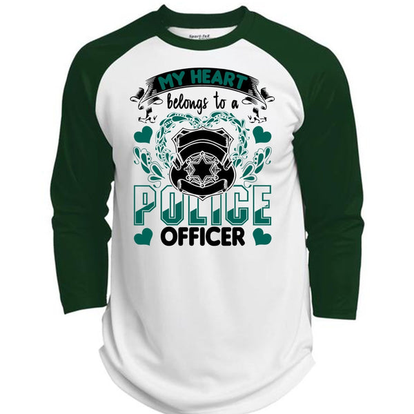 My Heart Belongs To A Police Officer T Shirt, I Love Police T Shirt, Awesome T-Shirts  (Polyester Game Baseball Jersey)