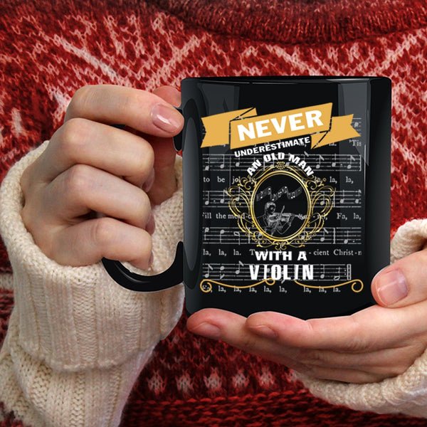 An Old Man With A Violin Coffee Mug, Cool Grandfather Coffee Cup