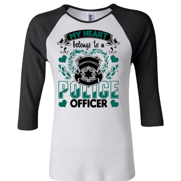 My Heart Belongs To A Police Officer T Shirt, I Love Police T Shirt, Awesome T-Shirts