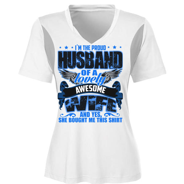I'm The Proud Husband T Shirt, Lovely Awesome Wife T Shirt, Cool Shirt (Ladies LS Heather V-Neck)
