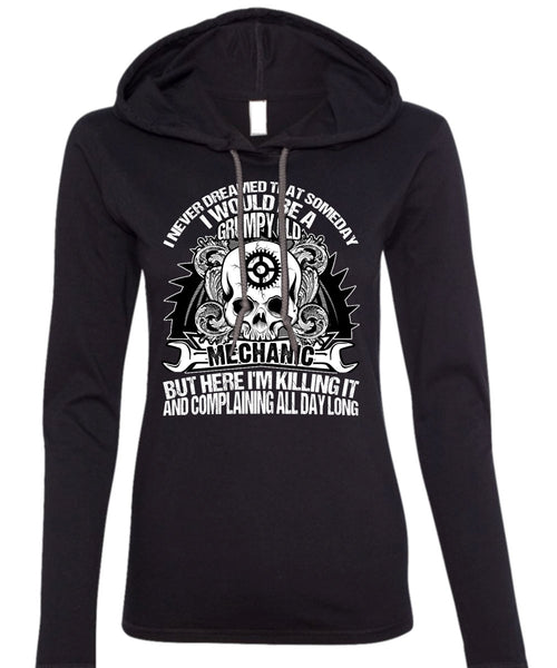 Grumpy Old Mechanic T Shirt, Being A Mechanic T Shirt (Anvil Ladies Ringspun Hooded)