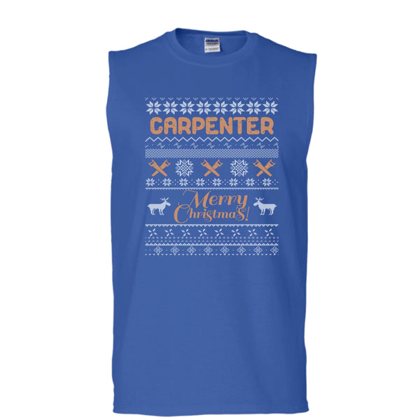 Carpenter Merry Christmas T Shirt, Coolest Carpenter T Shirt, Cool T Shirt (Men's Cotton Sleeveless)