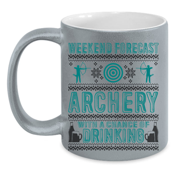Chance Of Drinking Coffee Mug, Weekend Forecast Archery Accent Mug