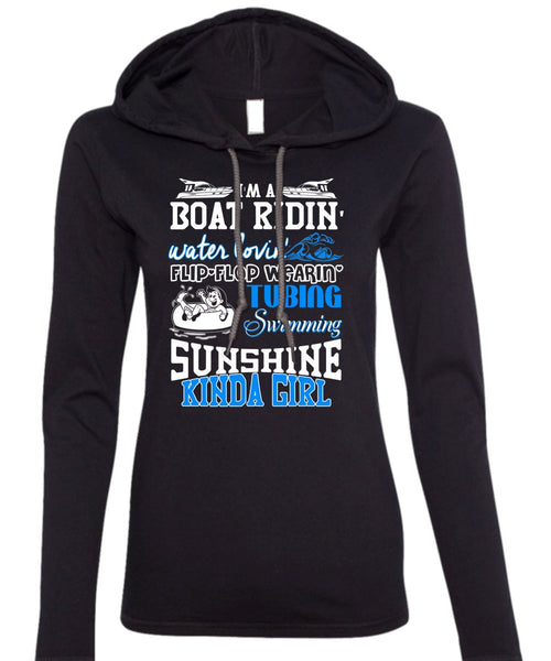 Swimming Sunshine Kinda Girl T Shirt, Being A Swimmer T Shirt (Anvil Ladies Ringspun Hooded)