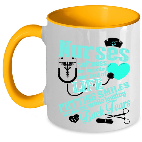 Cute Nurses Coffee Mug, Nurses Witness The Beginning Accent Mug