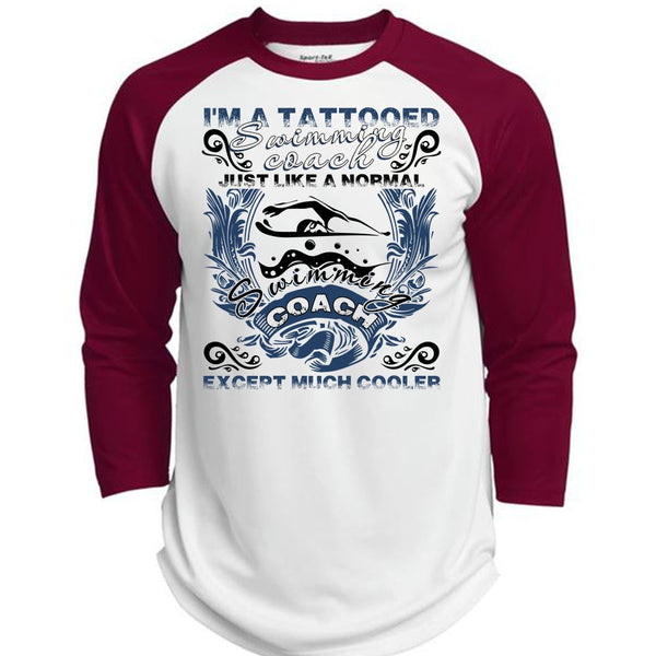 I'm A Tattooed Swimming Coach T Shirt, I Love Swimming T Shirt, Awesome T-Shirts  (Polyester Game Baseball Jersey)