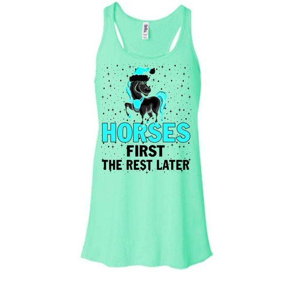 Horses First The Rest Later T Shirt, Equestrian Merry Christmas Tank Top