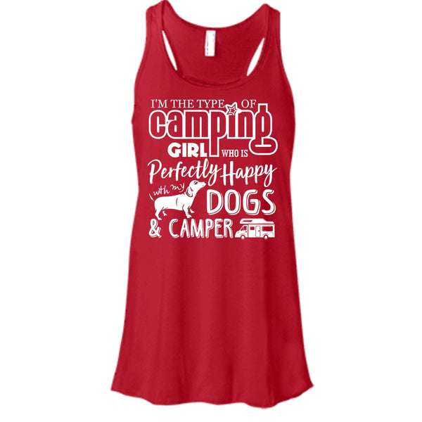 I'm The Type Of Camping Girl T Shirt, Happy With My Dogs & Camper T Shirt, Cool T Shirt