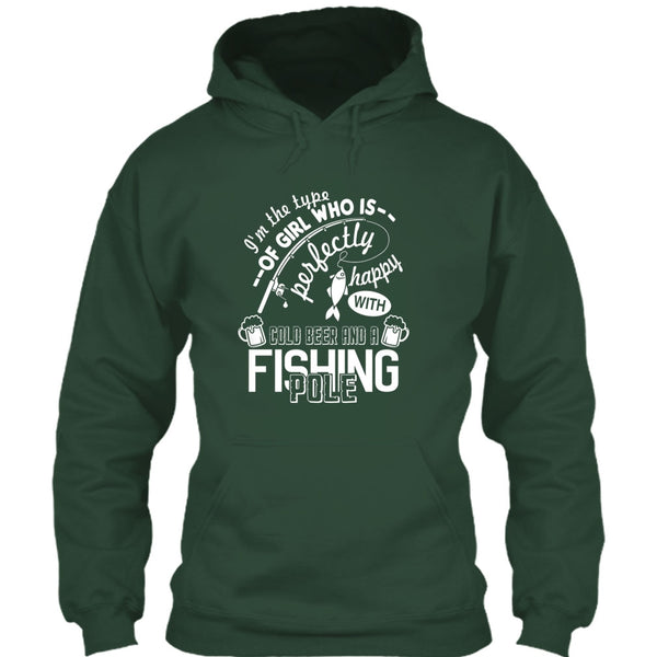 Pretty Happy With Cool Beer T Shirt, A Fishing Pole T Shirt