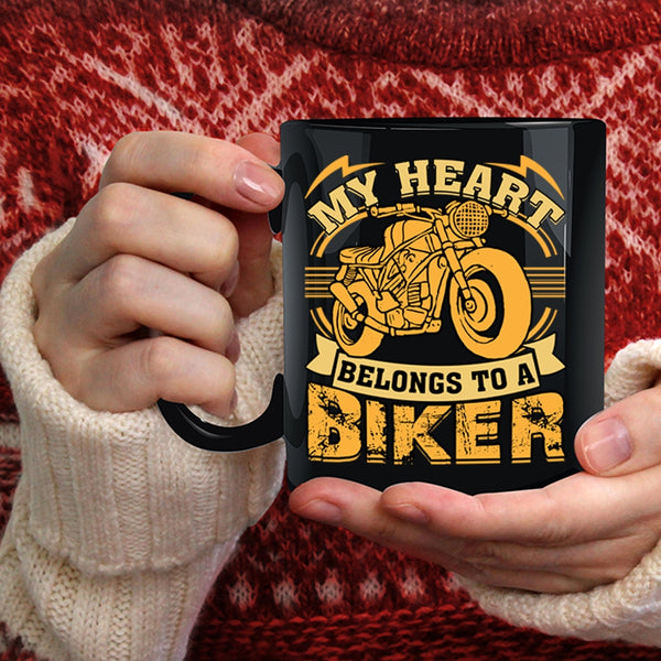 My Heart Belongs To A Biker Coffee Mug, I Love Biker Coffee Cup