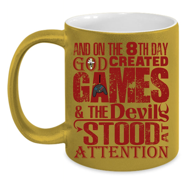 On The 8th Day God Created Games Coffee Mug, Cool Gamers Coffee Cup