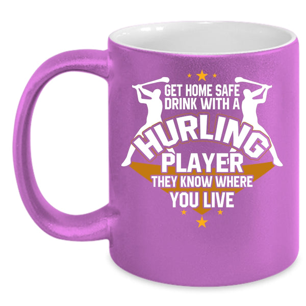 Drink With A Hurling Player Coffee Mug, Cool Sport Coffee Cup
