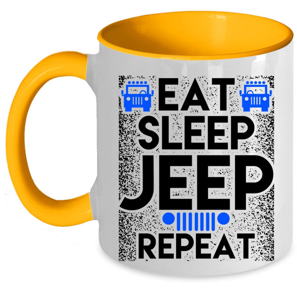 Awesome Jeep Coffee Mug, Eat Sleep Jeep Repeat Accent Mug