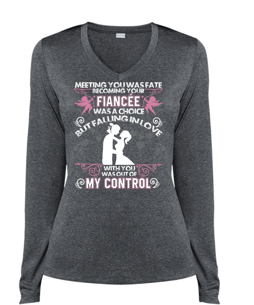 Becoming Your Fiancee Was A Choice T Shirt, Being A Husband T Shirt, Cool Shirt (Ladies LS Heather V-Neck)