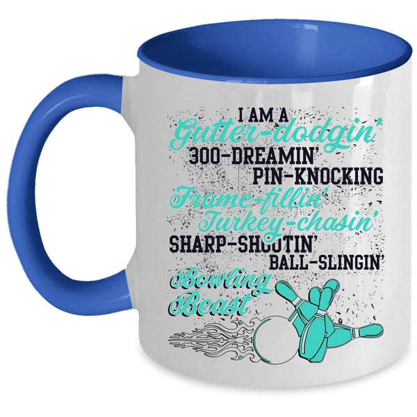 I Love Bowling Coffee Mug, I Am A Bowling Beast Accent Mug