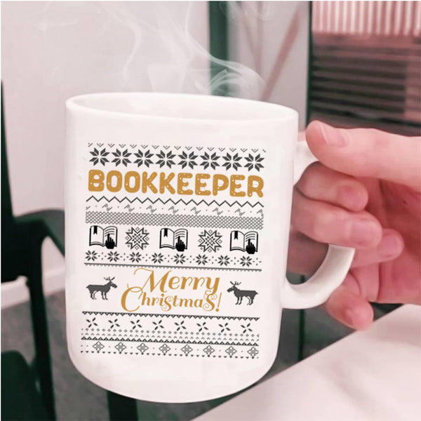 Merry Christmas Coffee Mug, Bookkeeper Cup