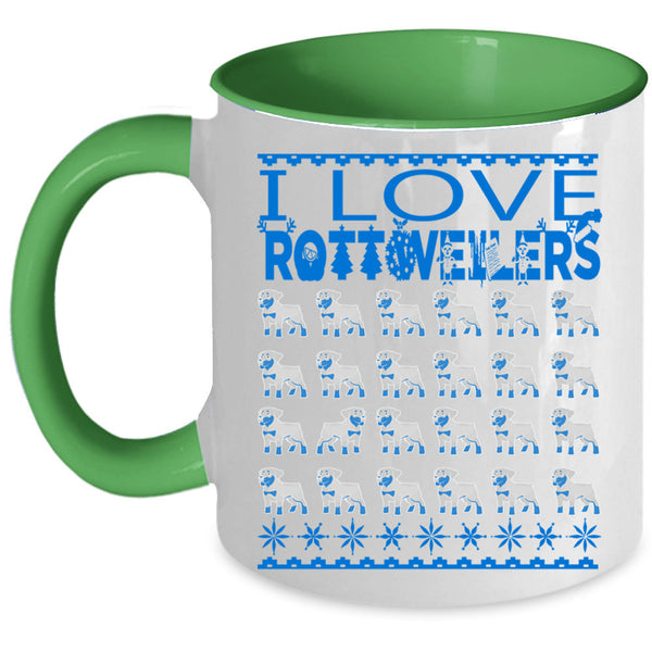 Christmas Gift For Dog Lovers Coffee Mug, I Love Rottweilers Accent Mug