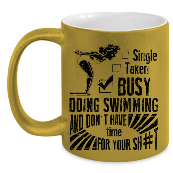 Busy Doing Swimming Coffee Mug, Relationship Status Accent Mug
