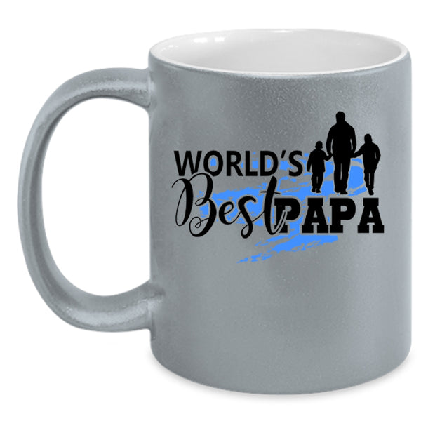 Cool Gift For Dad Coffee Mug, World's Best Papa Accent Mug