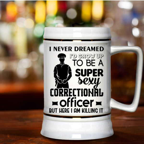 Job Title Beer Stein 22oz, I'd Grow Up To Be A Correctional Officer Beer Mug
