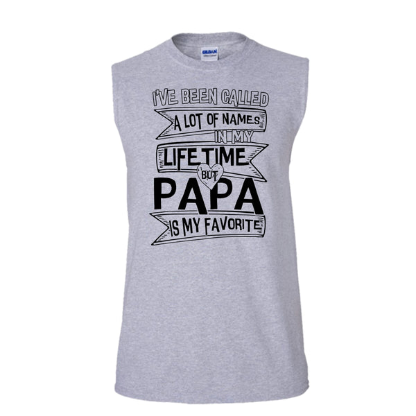 Papa Is My Favorite Peple T Shirt, Father's Day Gift T Shirt, Awesome t-shirts (Men's Cotton Sleeveless)