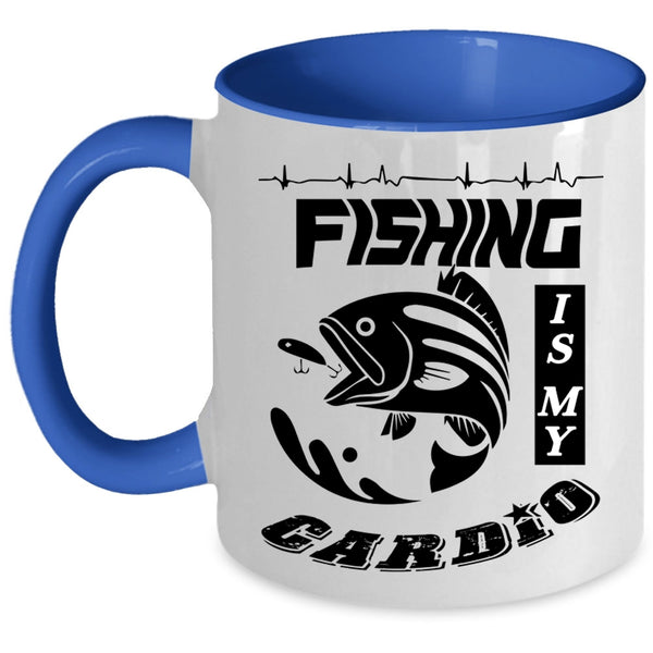 Awesome Fisher Coffee Mug, Fishing Is My Cardio Accent Mug