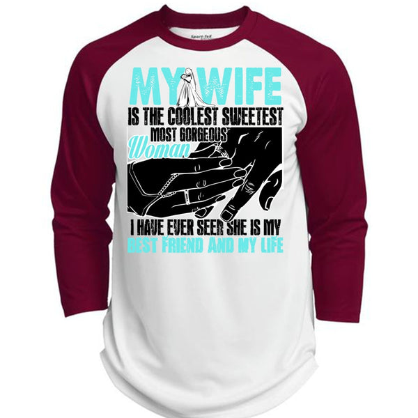 My Wife Is The Coolest T Shirt, I Love My Wife T Shirt, Awesome T-Shirts  (Polyester Game Baseball Jersey)