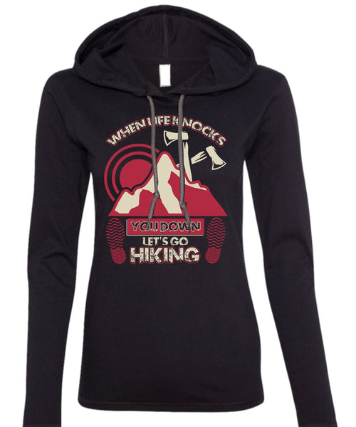 Let's Go Hiking T Shirt, I Love Hiking T Shirt (Anvil Ladies Ringspun Hooded)