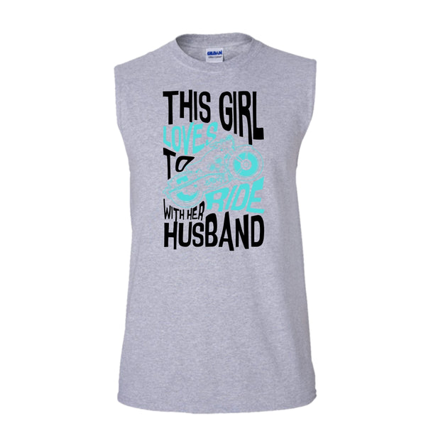 This Girl Loves To Ride With Her Husaband T Shirt, Rider Partners T Shirt, Awesome t-shirts (Men's Cotton Sleeveless)