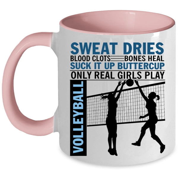 Cool Girls Coffee Mug, Only Real Girls Play Volleyball Accent Mug