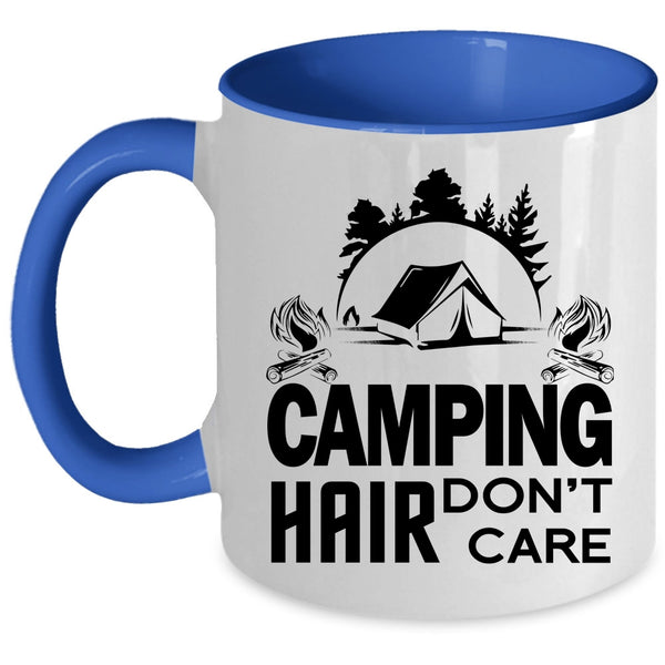 Funny Gift For Camper Coffee Mug, Camping Hair Don't Care Accent Mug