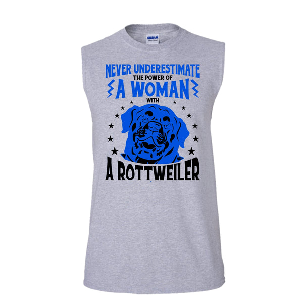The Power Of A Woman With A Rottweiler Shirt, I Love My Dog Shirt (Men's Cotton Sleeveless)