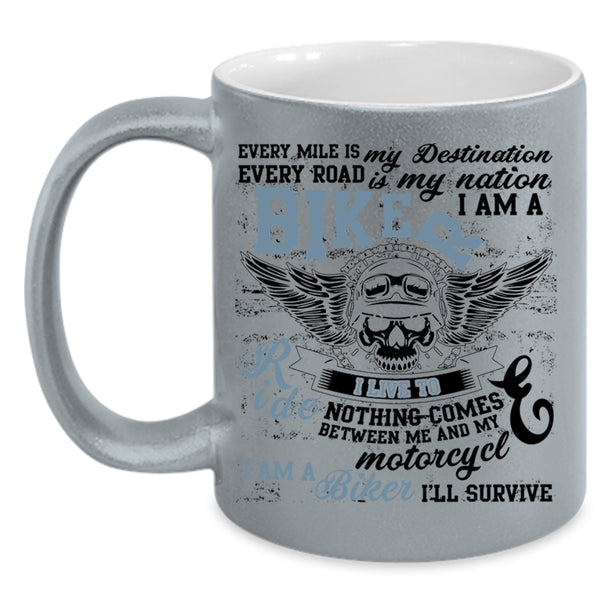 I Live To Ride Coffee Mug, I Am A Biker Accent Mug