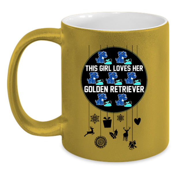 Cute Girls Coffee Mug, This Girl Loves Her Golden Retriever Accent Mug