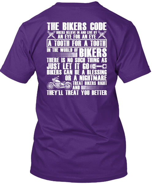 The Bikers Code T Shirt, World Of Biker T Shirt