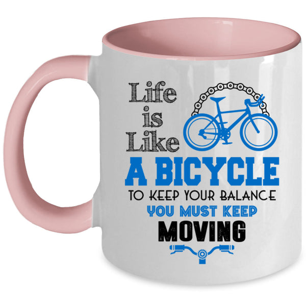 I Love Bicycling Coffee Mug, Life Is Like A Bicycle Accent Mug