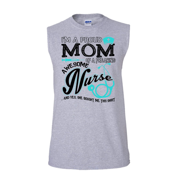 I'm A Proud Mom T Shirt, Coolest Nurse Ever Tank Top (Men's Cotton Sleeveless)