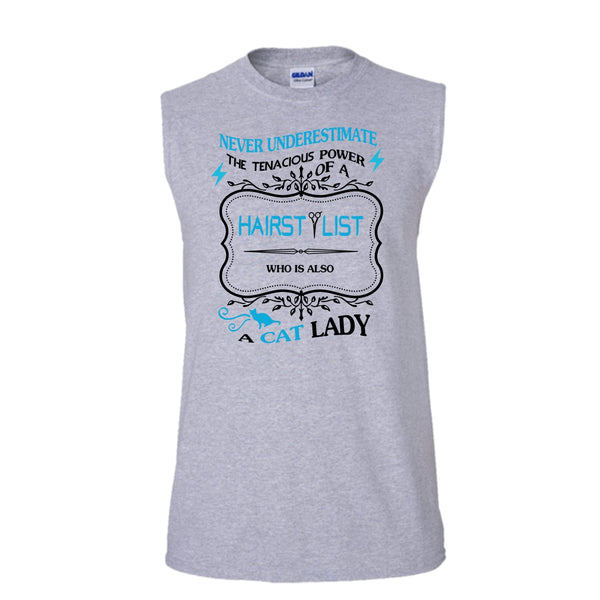 Hairstylist Shirt, Who Is Also A Cat Lady Shirt (Men's Cotton Sleeveless)