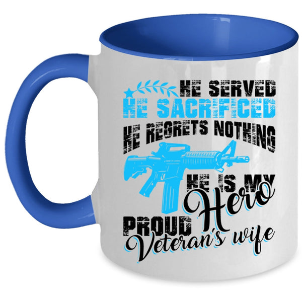 Cool Just Married Coffee Mug, Proud Veteran's Wife Accent Mug
