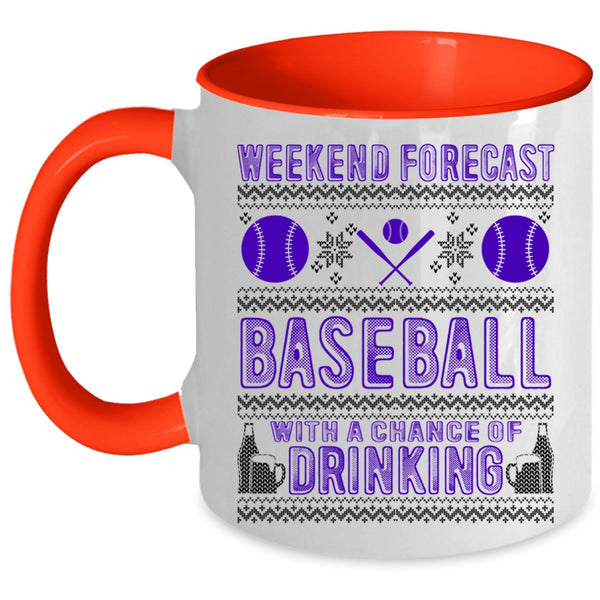 Chance Of Drinking Coffee Mug, Weekend Forecast Baseball Accent Mug