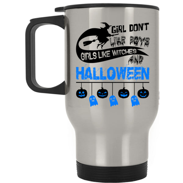 Cute Girls Travel Mug, Girls Like Witches And Halloween Mug