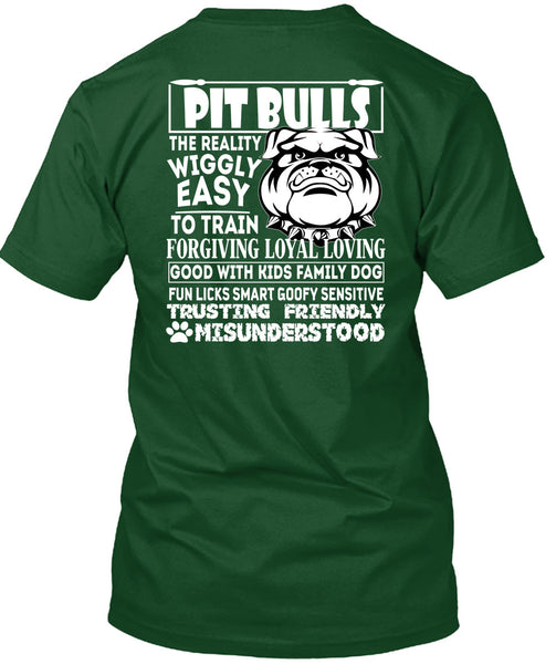 Pit Bulls The Reality Wiggly Easy T Shirt, Good With Kids Family Dog T Shirt
